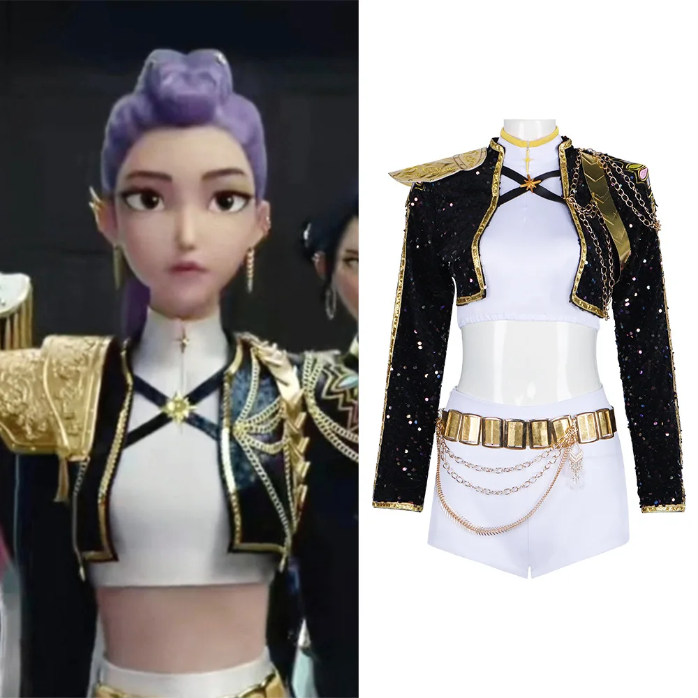 

Костюм для косплея Руми на Хэллоуин для взрослых и детей, черное золото, сценический костюм Kpop, униформа охотника на демонов, вечерние комплекты для выступлений Zoey Mira