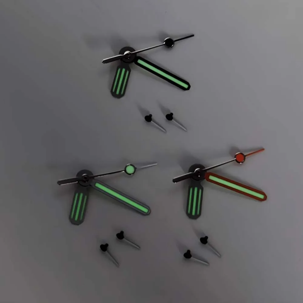 Relógio mãos ponteiros luminosos verdes 6 pinos cronógrafo mãos acessórios para movimento vk64 relógio de quartzo agulhas peça de substituição