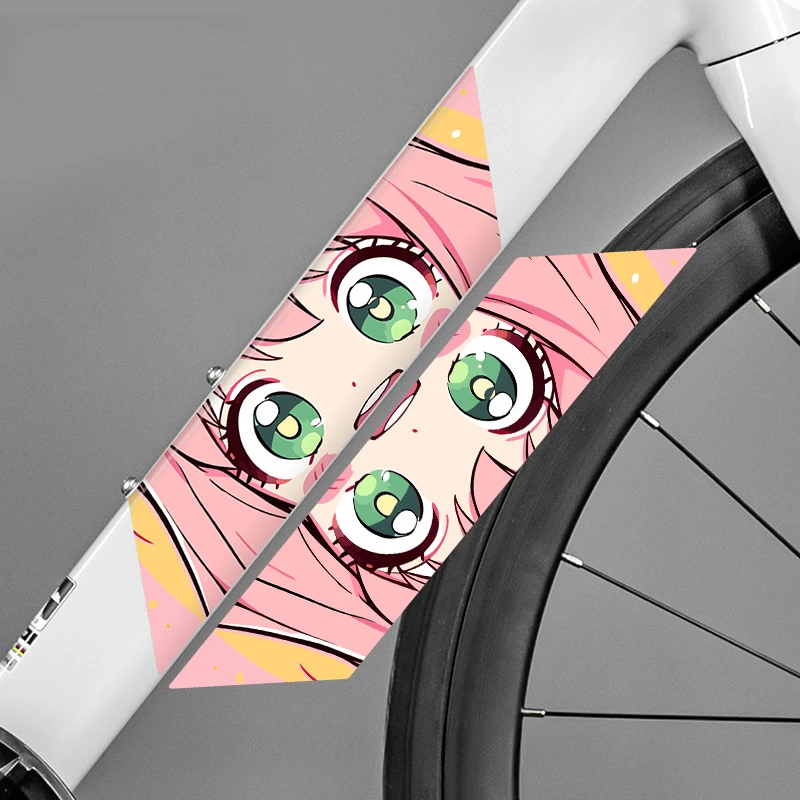 1Pair JDM Eyes Road Bicycle Top Tube Anime Stickers Waterproof DIY MTB Bike Down Tube Vinyl Decals Motorcycle Body Decoration