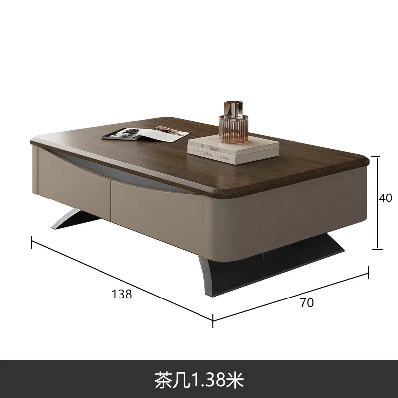 

Light Luxury Black Walnut Wooden Tea Table TV Cabinet Combination Modern Designer High Sense Living Room Home