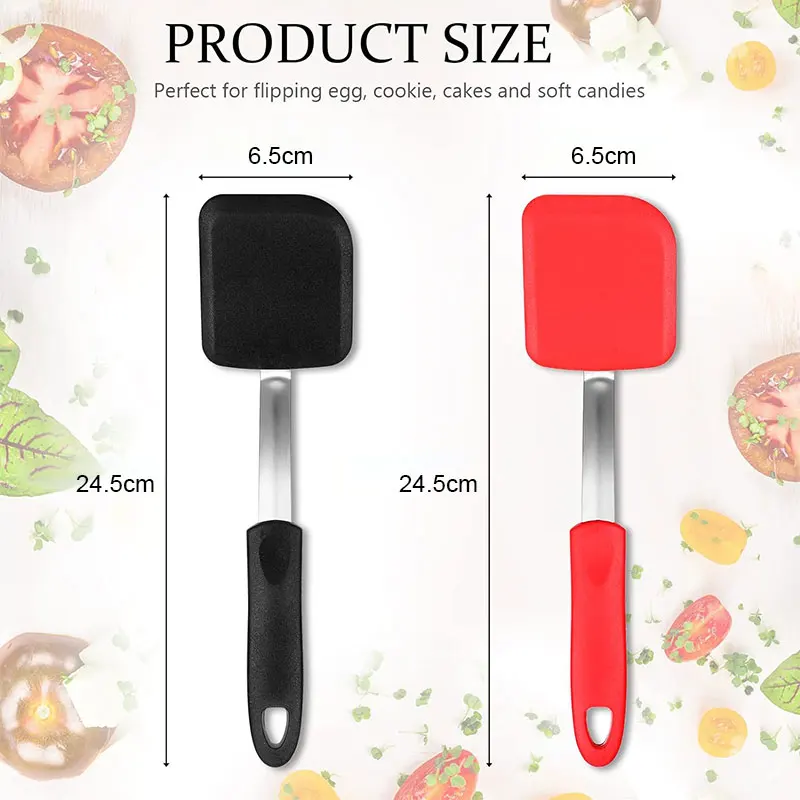 Silicone Cookie Spatula Turner Nonstick Mini Brownie Spatula Flexible Kitchen Spatulas Heat Resistant Flipper Egg Utensils