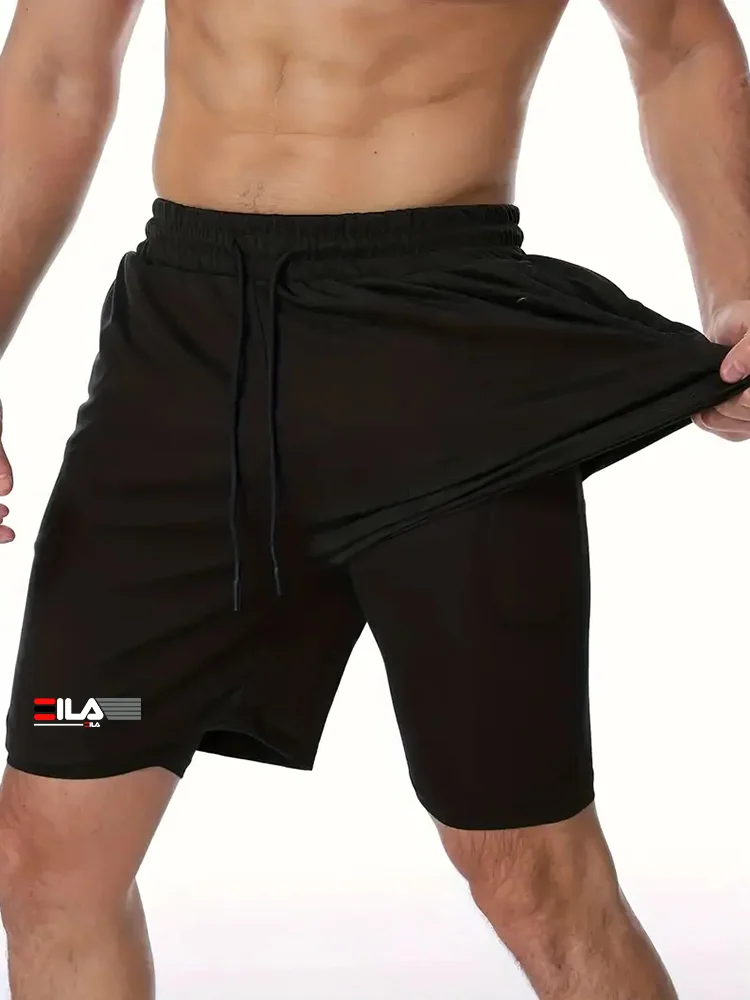 New Men Printed Double Layer 2 In 1 Shorts Soft Comfortable Multifunctional Casual Fashion Versatile Outdoor Running Sports
