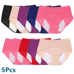 5 Pcs/Pack Menstrual Period Panties Women Leak Proof Cotton Comfort Incontinence Briefs High Waist Sexy Mesh Underwear Big Size