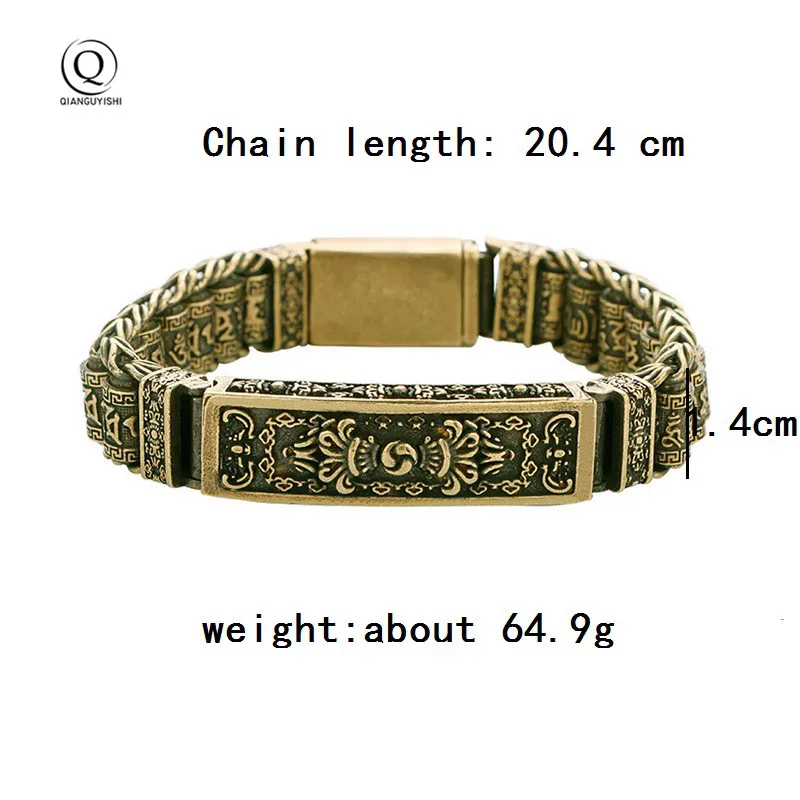 Copper Tibet multiplier vajra Six Words Mysterious Chains Bracelets Brass Rosary Bangles Fashion Men Luckly Bracelet Jewelry
