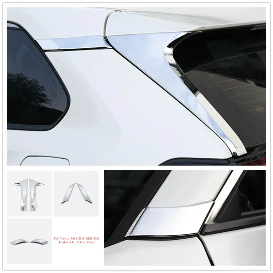 

For Toyota RAV4 RAV 4 2019-2021 ABS Chrome Window A C Pillar Cover Molding Trim Decoration Sticker Exterior Car Accessories