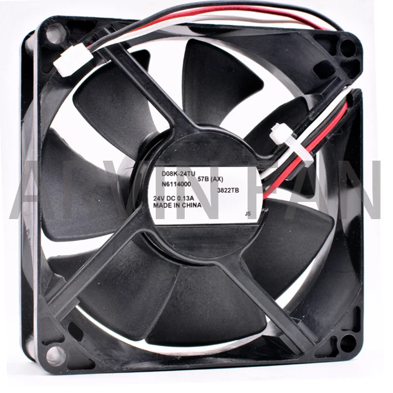 Brand New Original D08K-24TU N6114000 8cm 8025 80x80x25mm 80mm Fan DC24V 0.13A Inverter Industrial Computer Cooling Fan