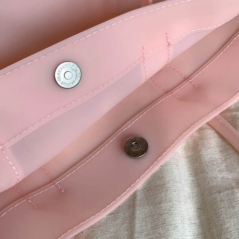Transparente PVC-Eimertasche, wasserdichte Damen-Tragetasche mit Innentasche, bunte Dopamin-Handtasche für den Arbeitsweg mit großem Fassungsvermögen – Detail 5