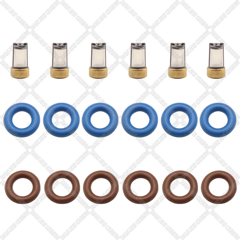 6 set Fuel Injector Service Repair Kit Filters Orings Grommets For Infiniti FX35 G35 Nissan Murano 350Z 0280158042 16600-CD700