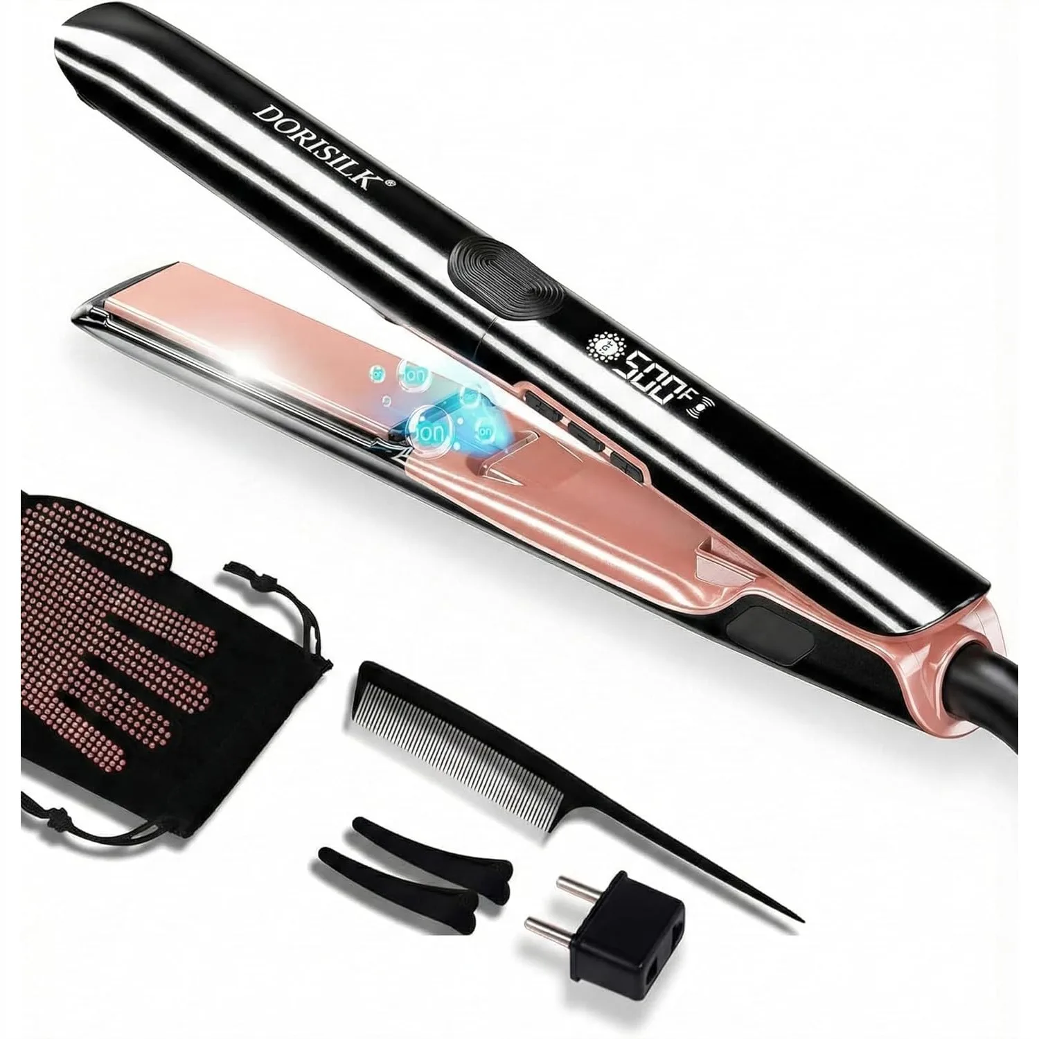 

Professional Hair Straightener with Plasma Technology, 2 in 1 Flat Iron and Curler, Fast Heating up to 500°F for Frizz-Free