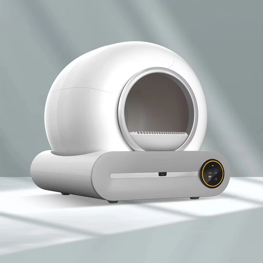 Self-cleaning cat box oversized automatic multi-cat odor-free application control ambient light waste treatment
