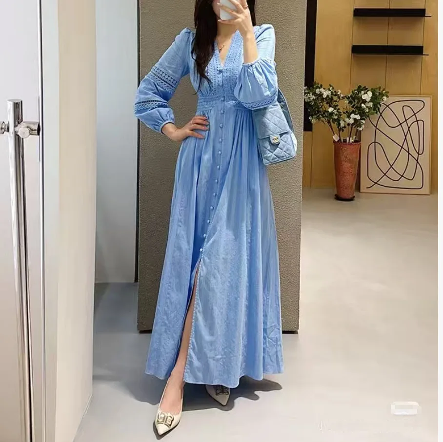 

Withered 2026 Spring/summer New French Gentle Style Temperament Slimming Lace Hollow Out Long Vacation Dress