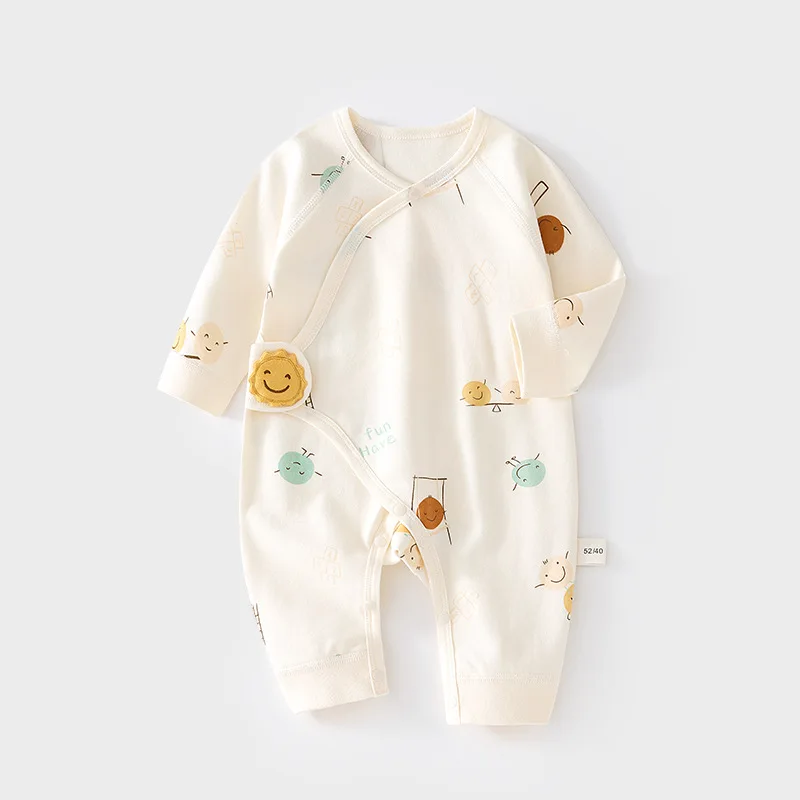 Neugeborenen-Strampler Baby-Einteiler Vier-Jahreszeiten-Neugeborenen-Overall mit Klettverschluss Babykleidung
