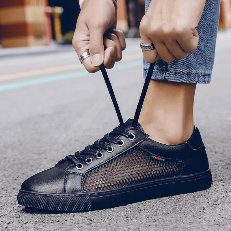 2025 nuova vendita calda scarpe Casual leggere da uomo scarpe sportive traspiranti estive da Jogging scarpe da ginnastica morbide e comode in rete calzature nere