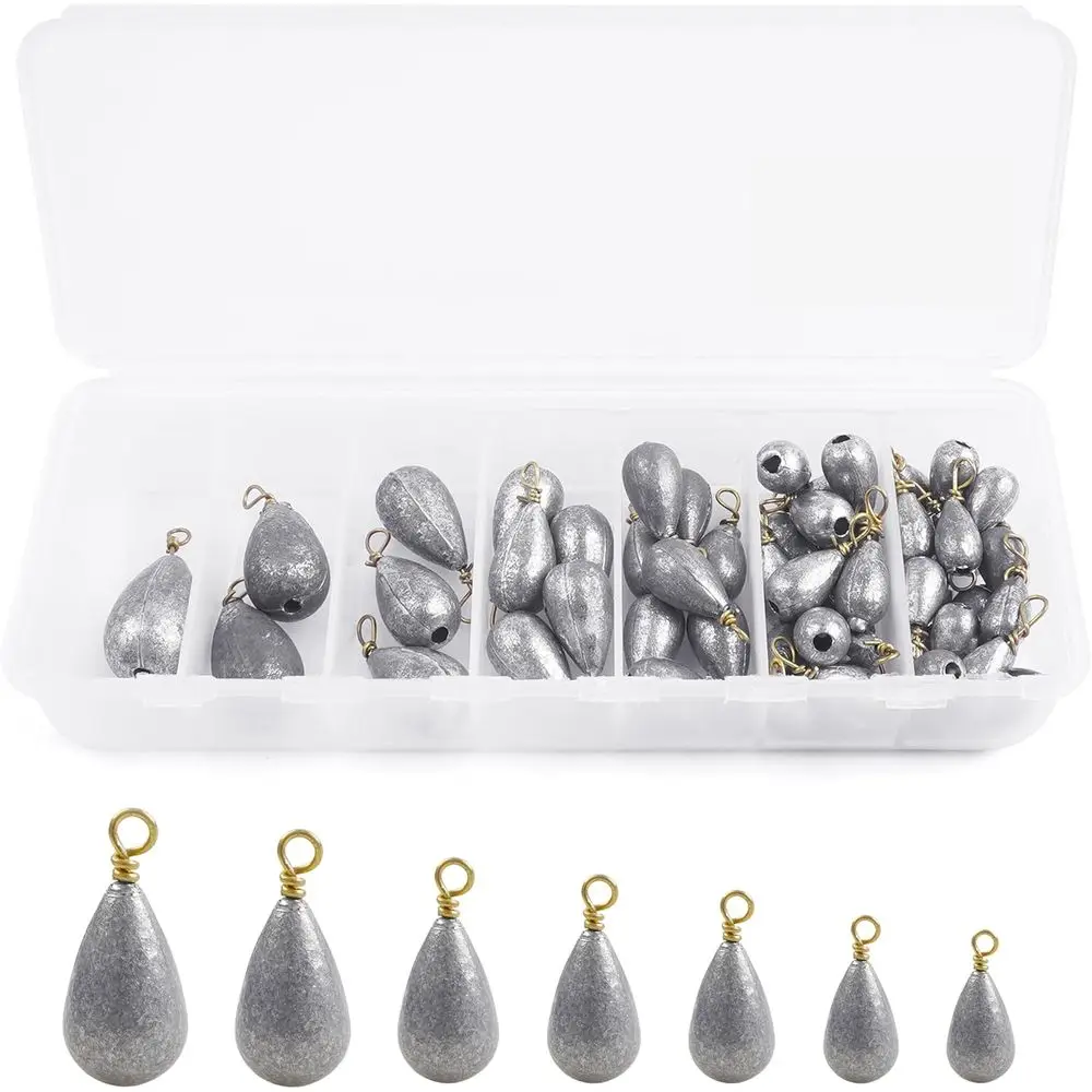 

54-Piece Fishing Sinkers Kit: Bell, Bass, Drop Shot, Catfish Weights with Brass Swivels for Saltwater & Freshwater