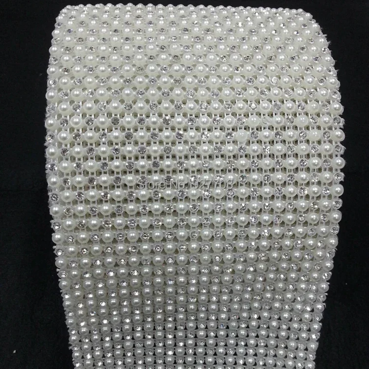 1 Yards 24 Rows Ribbon Wrap Roll Ivory Pearl Diamond Trim for Wedding Party Cake Vase Bridal Shower Decorations DIY