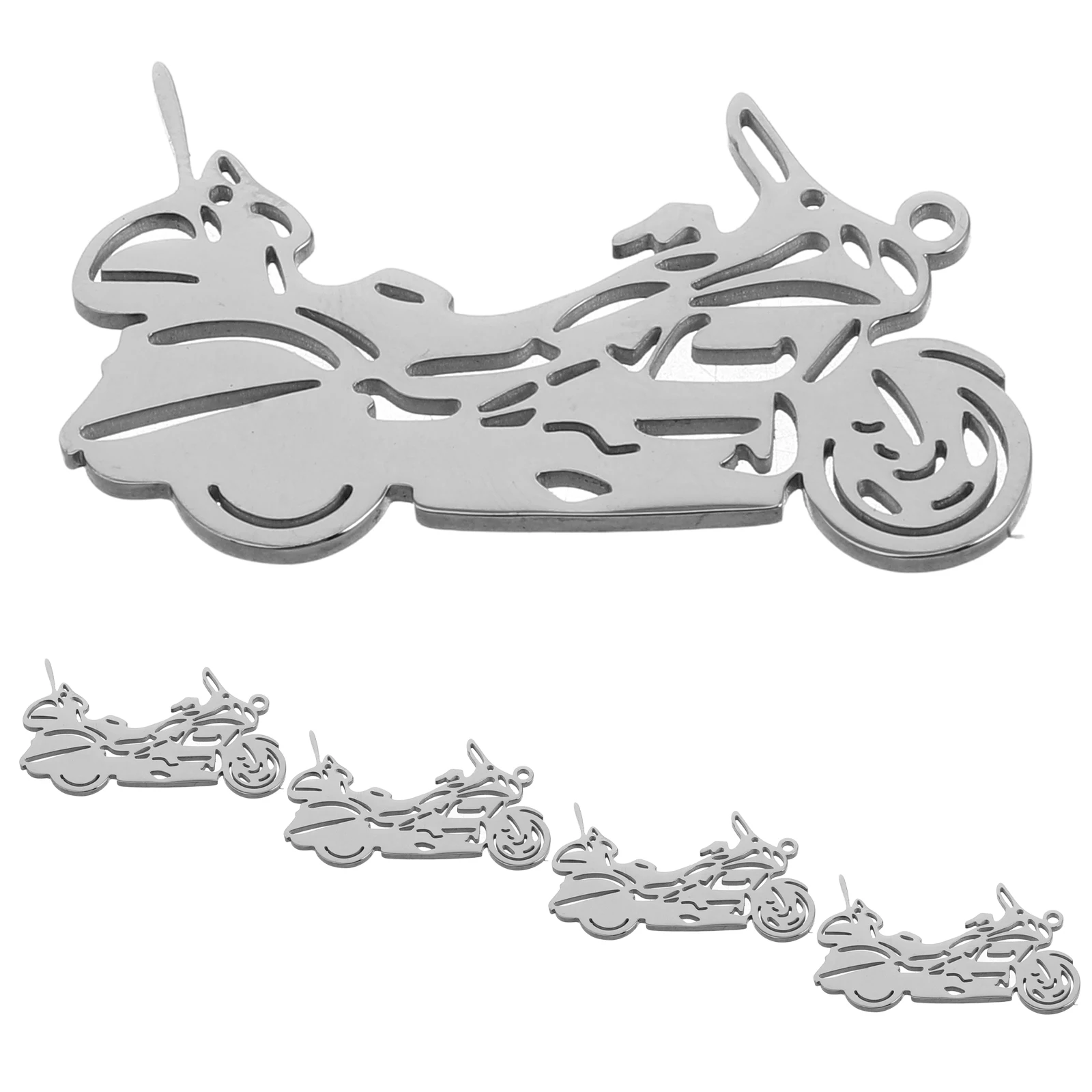 

5pcs Stainless Steel Motorcycle Pendants Vintage Dirt Bike Charms Diy Jewelry Making Supplies Hollow Design Alloy Ornaments For