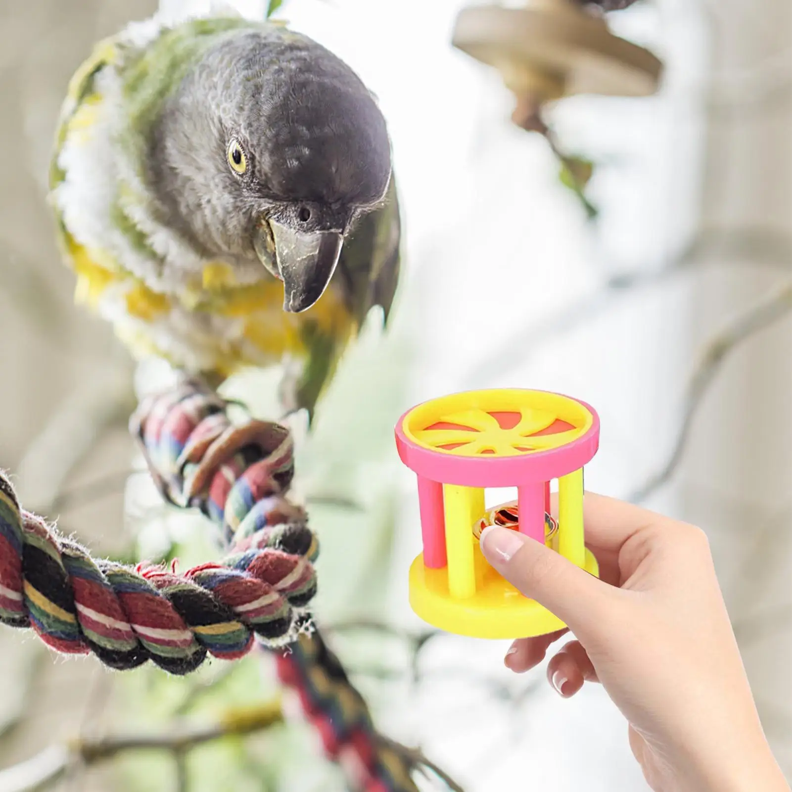 Bird Toys For Parrots Chew Toy Balls For Parakeet Bite Resistant Hangable Bird Training  Toys With Small Holes colorful Bell view 4