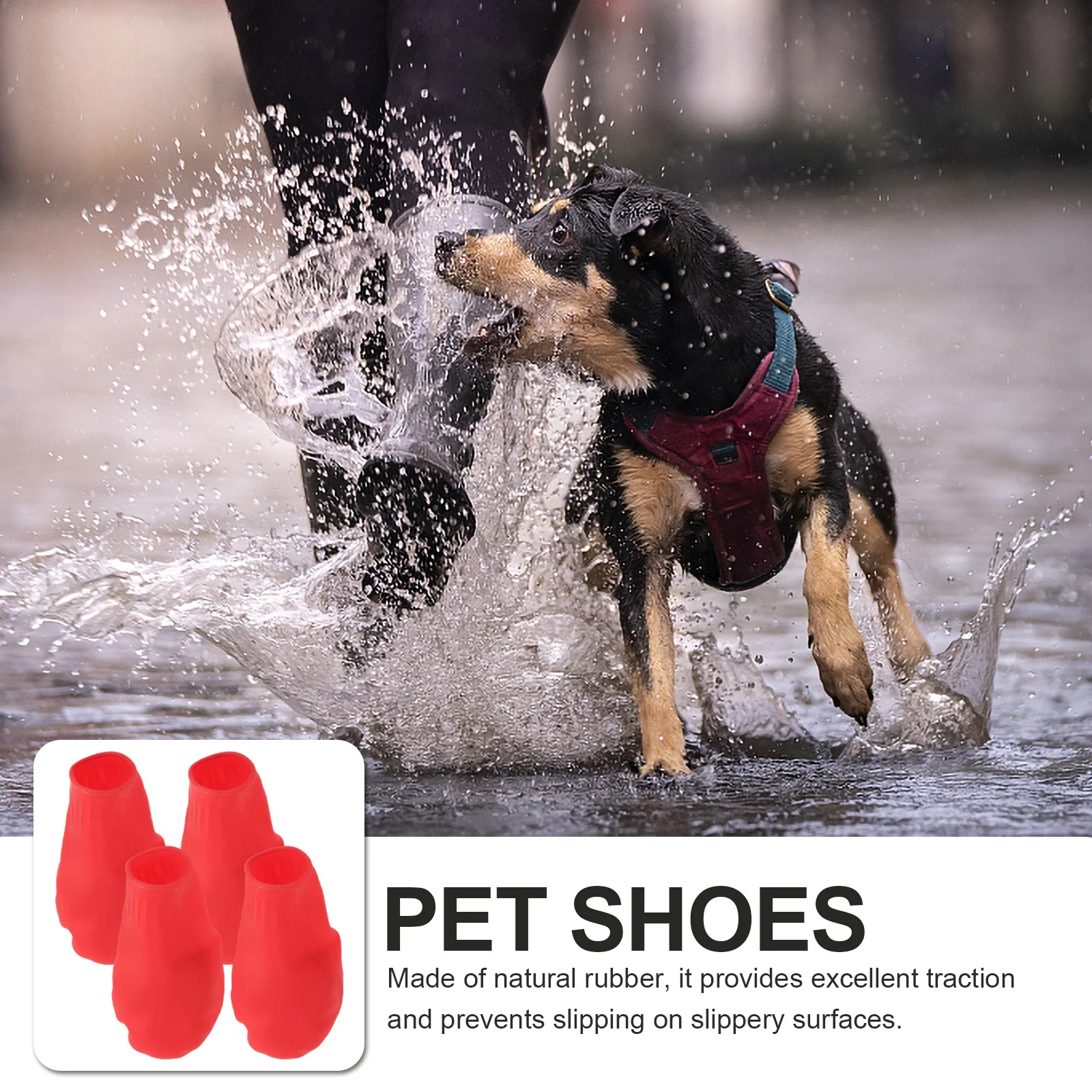 

4Pcs Dog Rain Shoes Waterproof Protective Non-Slip Dog Boots Lightweight Pet Shoes for Outdoor Use Puppy Boots