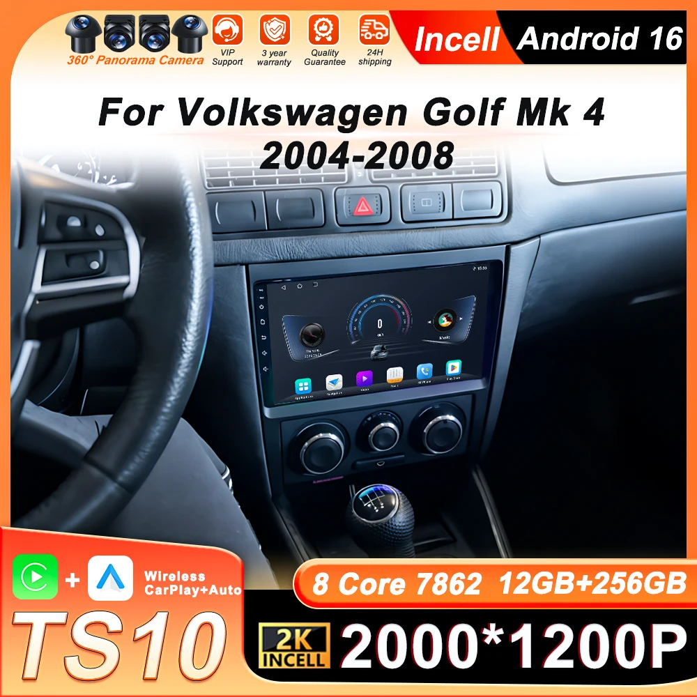 

Car Radio Multimedia Stereo For Volkswagen Golf Mk 4 2004 2005 2006 2007 2008 Carplay GPS Navigation Head Unit 4G Wifi Bluetooth