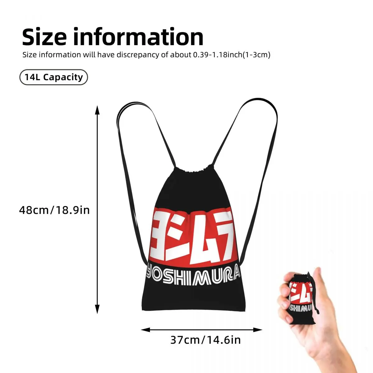 Yoshimura Japanese Motorcycle Exhaust Drawstring Backpack Sports Gym Bag Portable Travel Drawstring Bag for Men Women