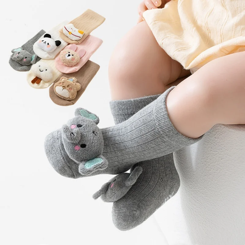 

Весенне-осенние противоскользящие носки для малышей, милые детские носки с мультяшными куклами, детские хлопковые мягкие носки для детей от 0 до 3 лет, для девочек и мальчиков
