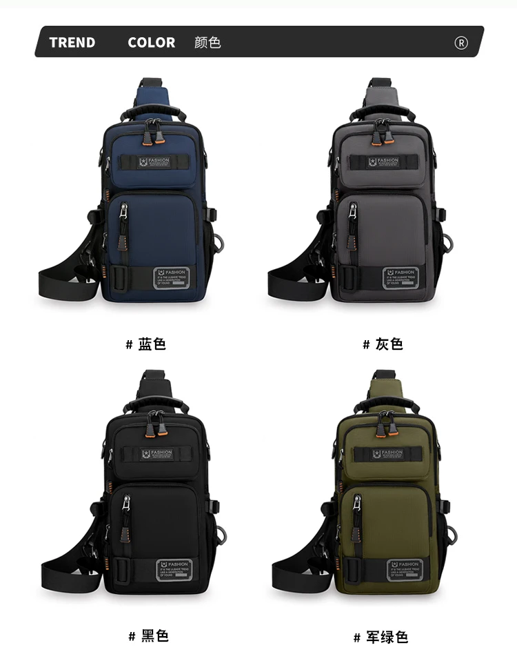 Mode männer Taille Packs Brust Tasche Hohe Qualität Oxford Umhängetaschen Für Männer Mode Lässig Männer Tasche Handtasche Männlichen Brust pack – Detail 7