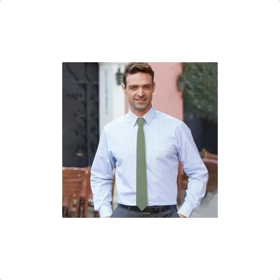 Cravatte generiche per uomo Cravatta skinny in cotone Tinta unita Cravatte da uomo 2.56 '' Cravatta per testimoni dello sposo di nozze Abito quotidiano da lavoro Salvia Gre