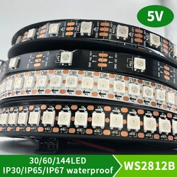 WS2812B IC интеллектуальная Фотографическая лента 5050 полноцветная RGB 5m IP30/IP65/IP67 водонепроницаемая 5 в индивидуально Dddressable WS2812 полоса