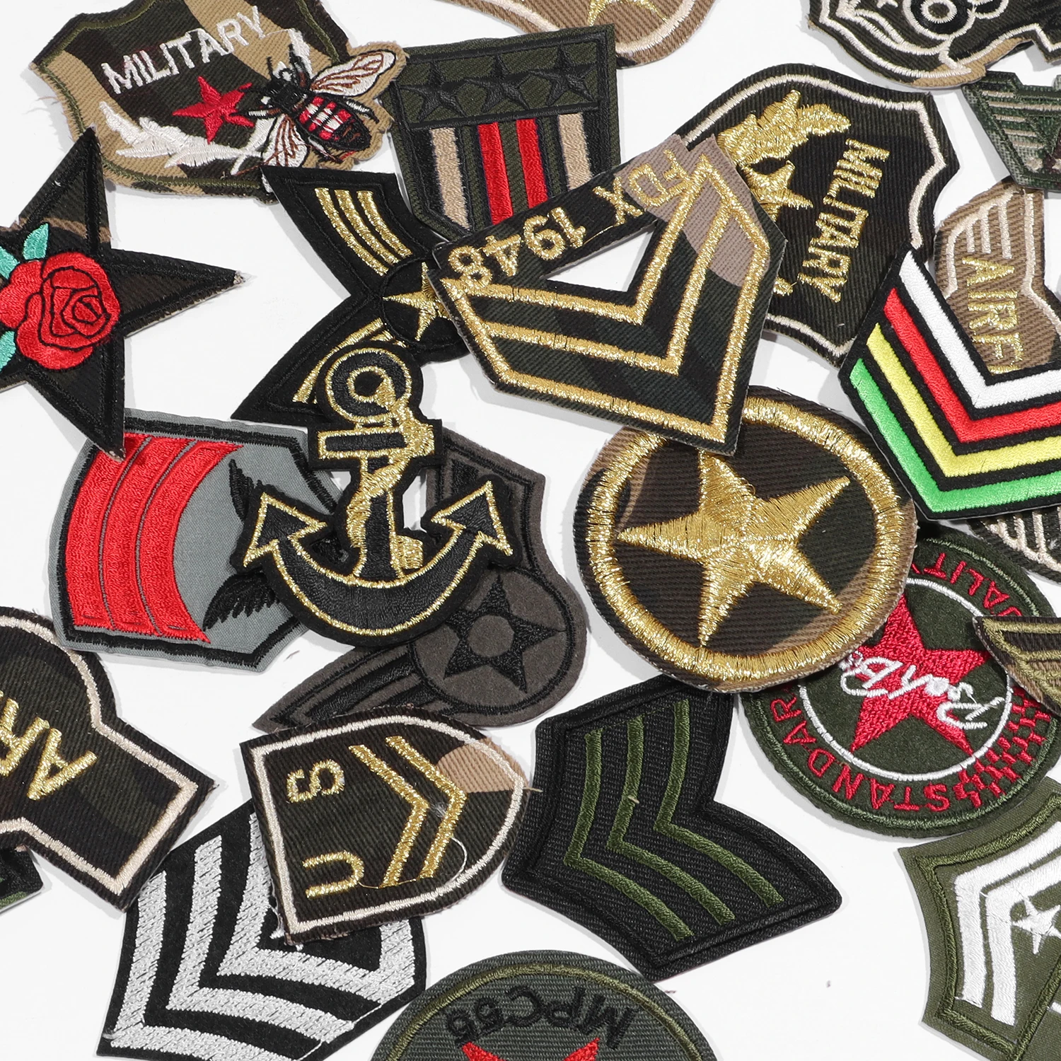 50Pcs Random Morale Patch Bundle, Full Embroidery Loop and Hook Patches Set for Caps, Bags, Backpacks, Vest, Gears Etc