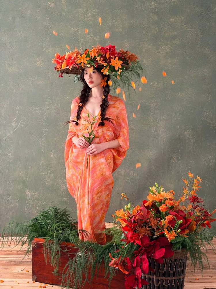 

Early Spring 2026 New Vintage Chinese National Style Portrait Photography Dress Women's Ethnic Costume Stage Performance Gown