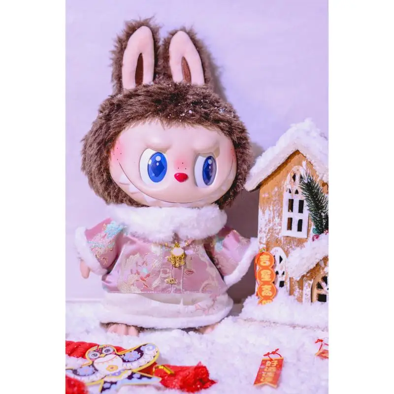 

For 38cm King Labubu Doll Clothes New Chinese Style Doll Clothes Handmade Zhaojun Skirt Pink Jacquard Doll's New Clothes