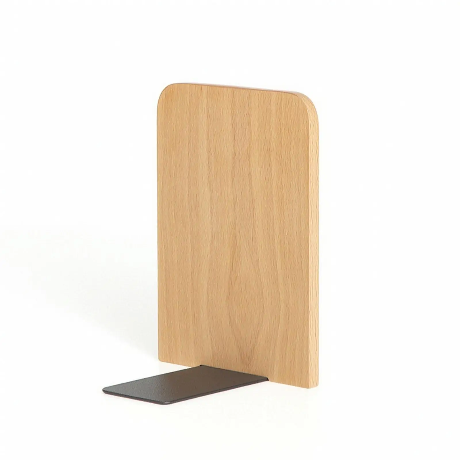 Beech Wood Bookend Minimalist Desk Organizer Metal Base Shelf Organizer for Novels Journals and Textbooks