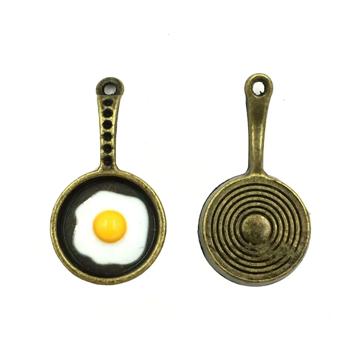 50PCS Vintage Bronze Tone Frying Pan Fried Egg Charm Pendants DIY Necklace Jewelry Accessories Handicrafts Making Supplies