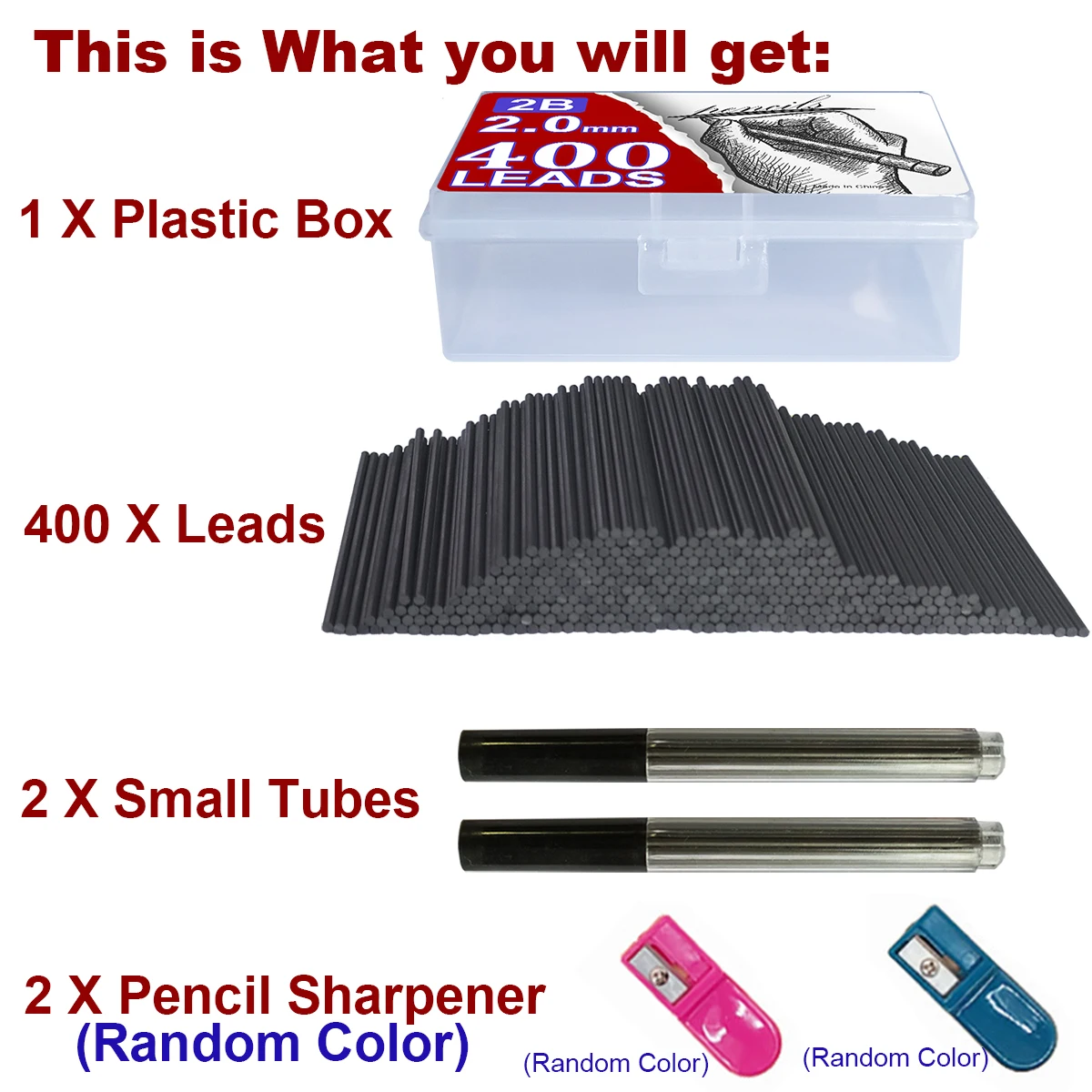 400Pcs/box 2.0mm 2B Mechanical Pencil Refill Mechanical Pencil Leads 2B Pencil Automatic Pencil Core Refill School Black image 3