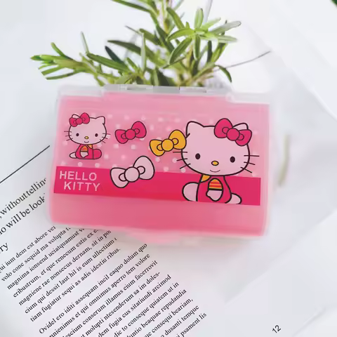 Sanrio Hello Kitty Six Grid Packaging Medicine Box Cartoon Kawaii Anime My Melody Pattern Accessories Mini Storage Box Gift
