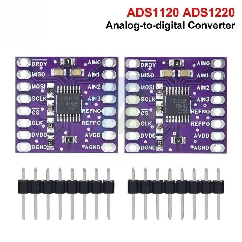 1 Set I2C Low Power 24 Bit Analog-to-Digital Converter ADS1120/ADS1220 ADC 16 Bit 24 Bit Converter Module