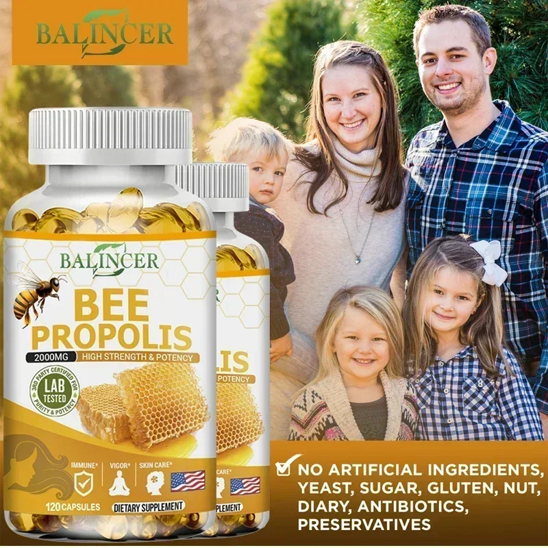 Propolis Capsules Supplement for Healthy Immune System, Digestion, Teeth and Gums, Promote Overall Health, Skin Care