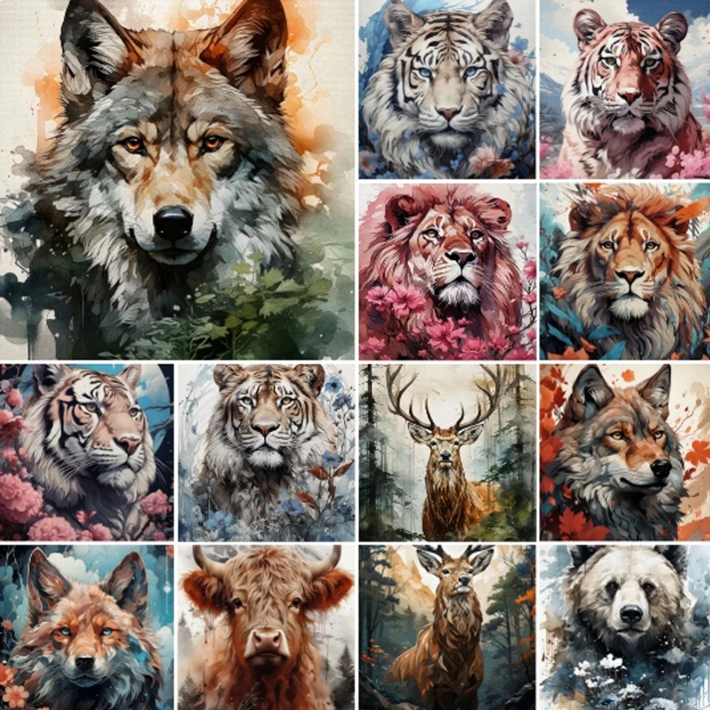 

5D Diy animal art painting diamond accessories rainbow wild gray wolf mosaic embroidery cross stitch set living room handicraft