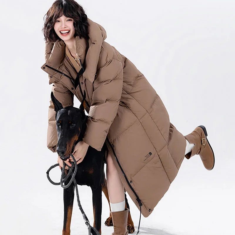 2025 New Winter 90 Duck Down High-Quality Fashion Women Down Jacket Parker Overcoat Thickened Warm Hooded Women Down Jacket H729