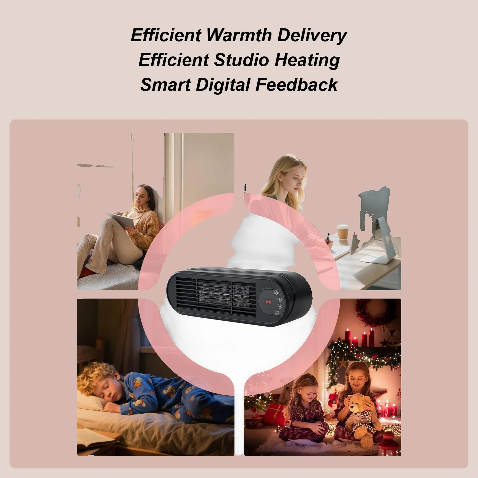 Desktop Heater Quiet Heating Equipment Indoor Warmer Fan For Bedroom Living Room Office Apartment Garage Basement Study