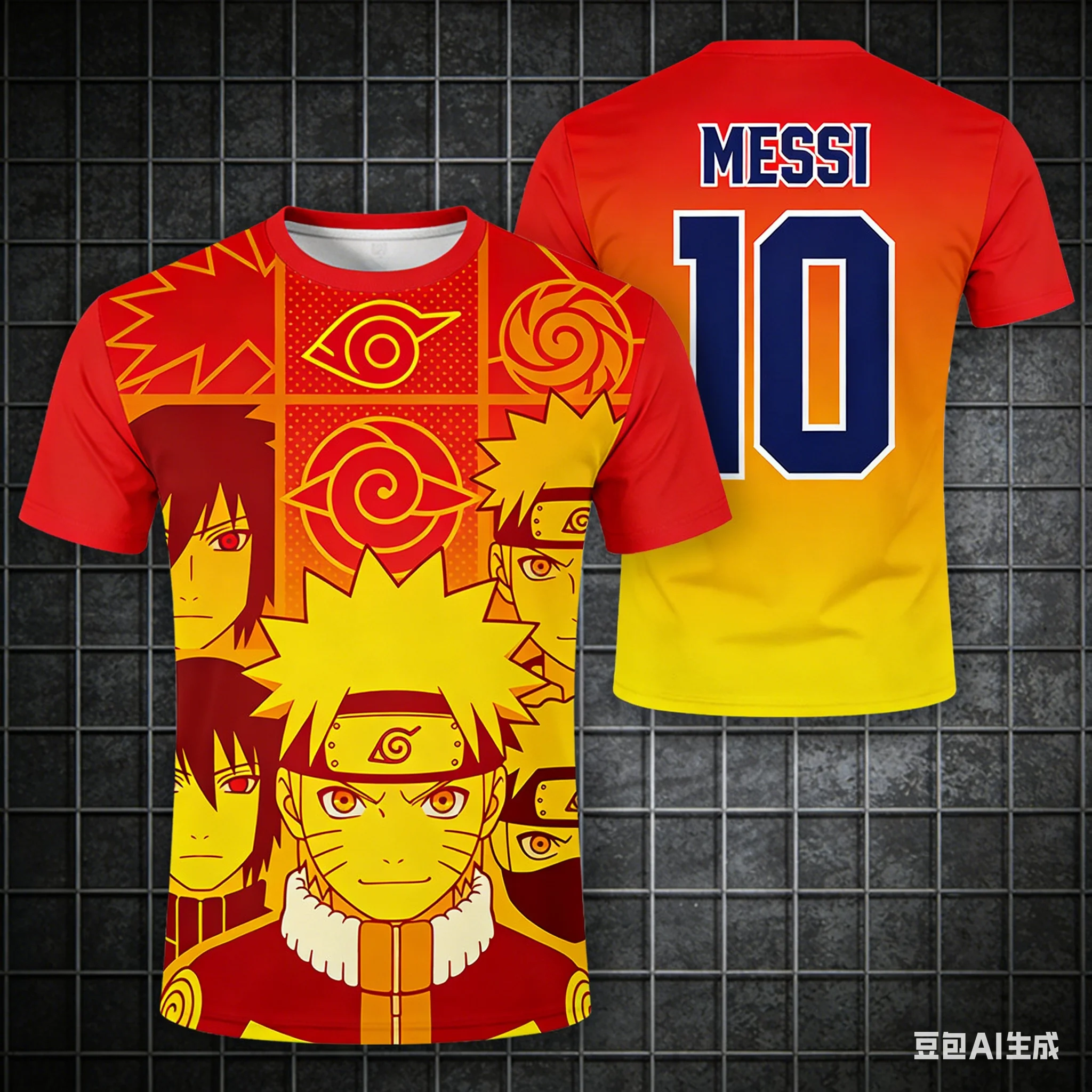 

2026-2027 Naruto × Soccer Star Collaboration Number Print T-Shirt Unisex High-Street Trend Loose Casual Short-Sleeve