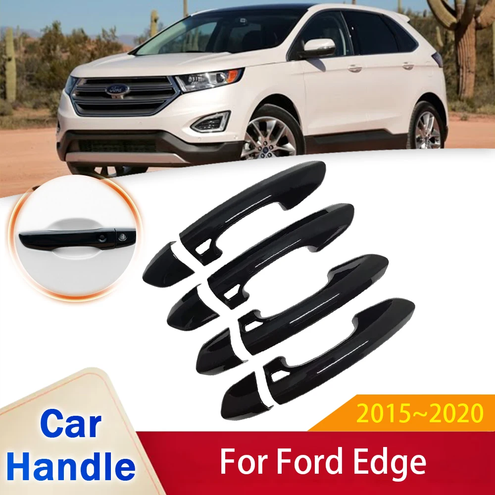 

for Ford Edge MK2 Endura Edge Plus 2015~2020 Gloss Black Smart Door Handle Cover Stickers Trim Car Protective Film Accessories