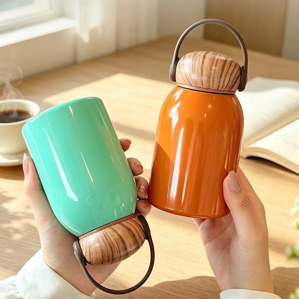 Reusable 300ml Thermal Water Bottle Mini Leak-Proof Portable Insulated Cup Stainless Steel Retro Coffee Mug Sports Activities
