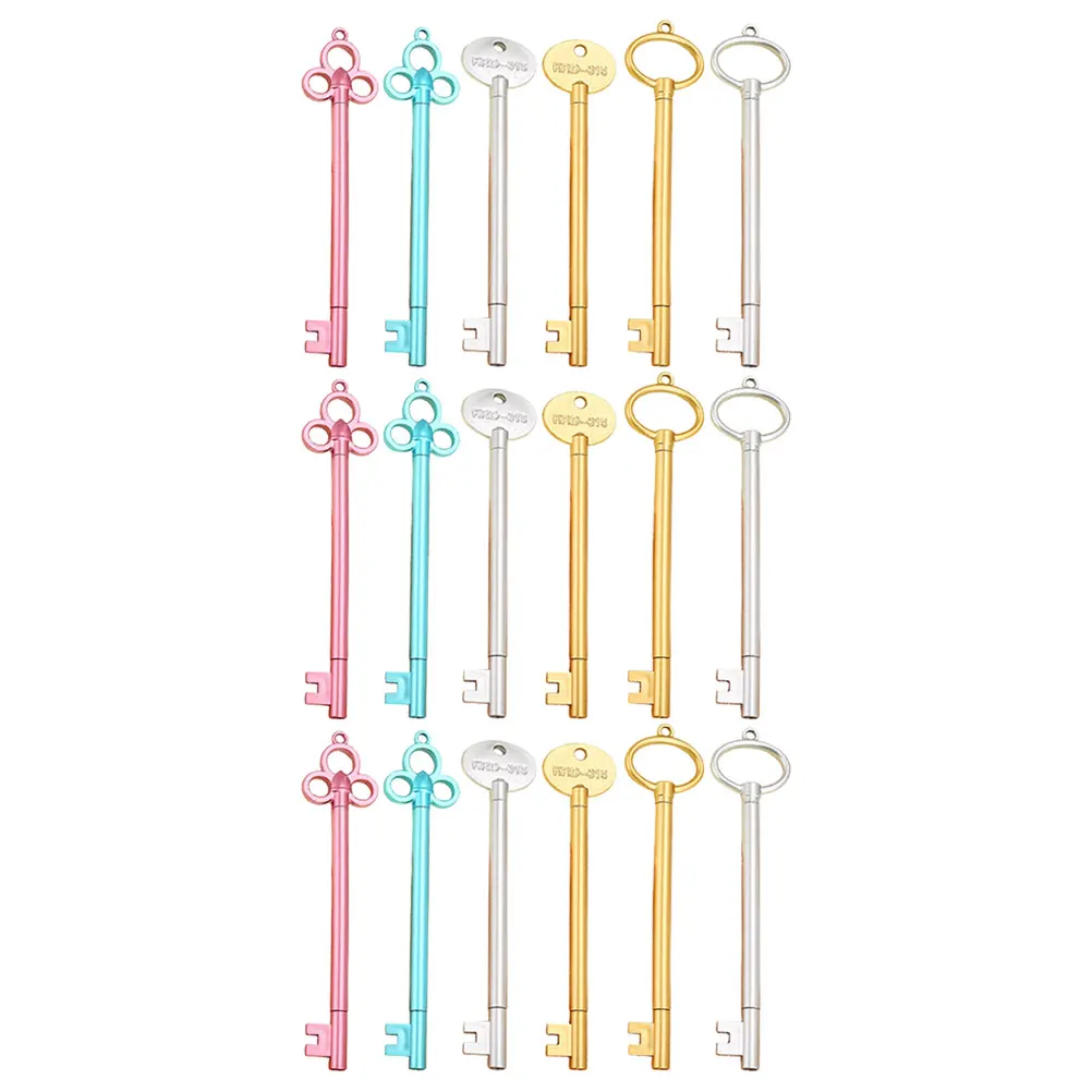 

18pcs Key Shaped Gel Pens Blue Gold Colors Smooth Writing Office School Stationery Students Prize Universal Use