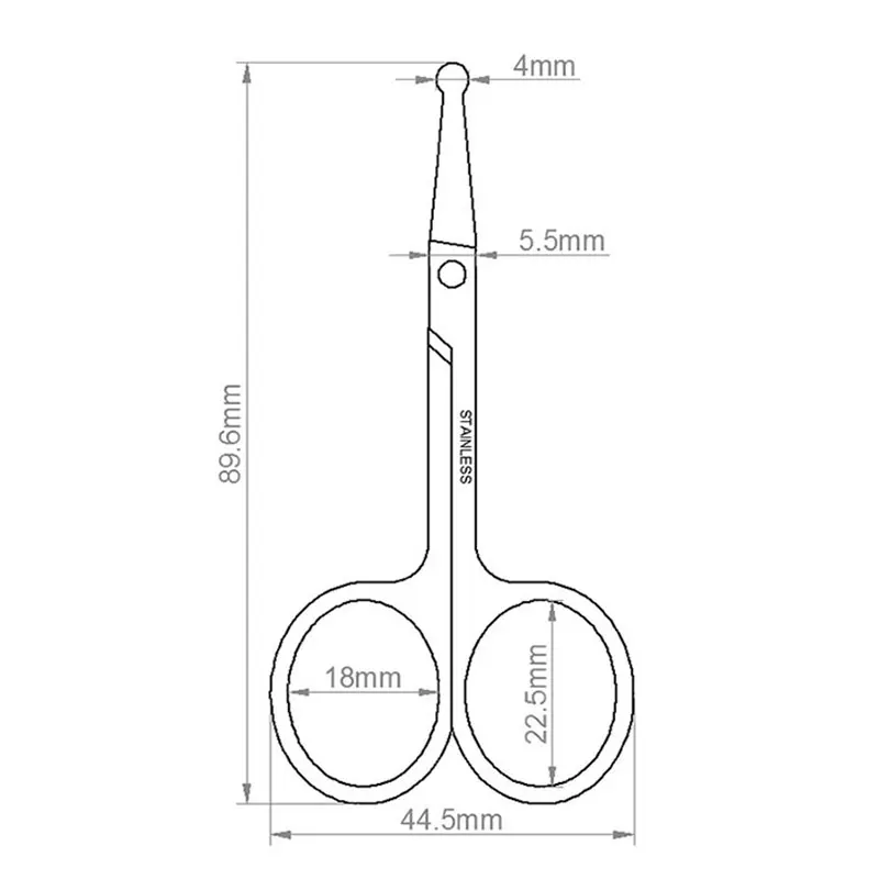 Stainless Steel Round Safety Scissors Eyebrow Makeup Scissor Beauty Nose Hair Trimmer Scissors Eyebrow with Sharp Head