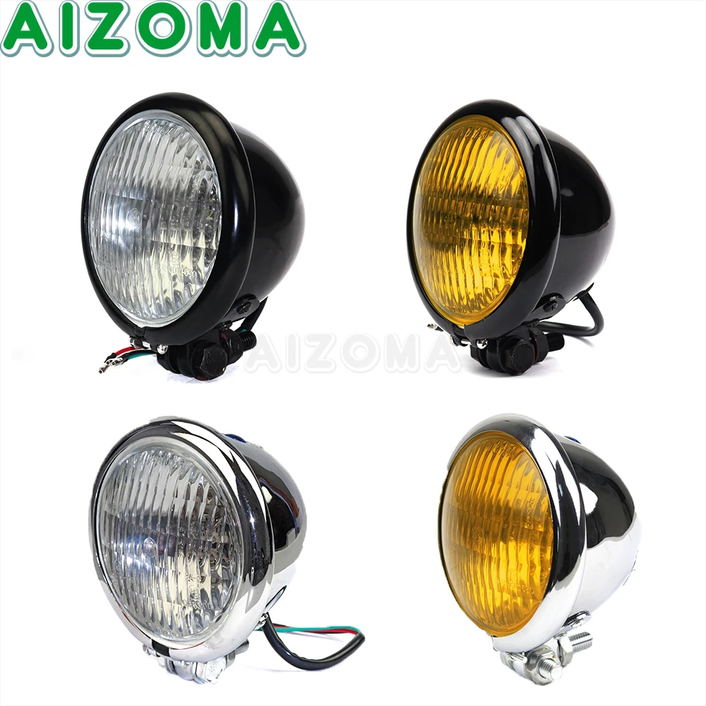 Universal For Kawasaki Vulcan Suzuki Boulevard Honda CBR Yamaha Suzuki BMW Motorcycle Front Round Headlight 4.5" Retro Headlamp - Image 2