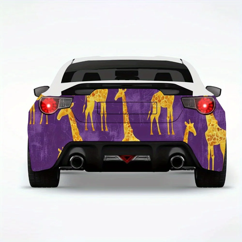 

Фиолетовая и желтая автомобильная наклейка с жирафом, виниловая наклейка на заднюю часть автомобиля, водонепроницаемые самоклеящиеся виниловые наклейки для хвоста автомобиля и багажа