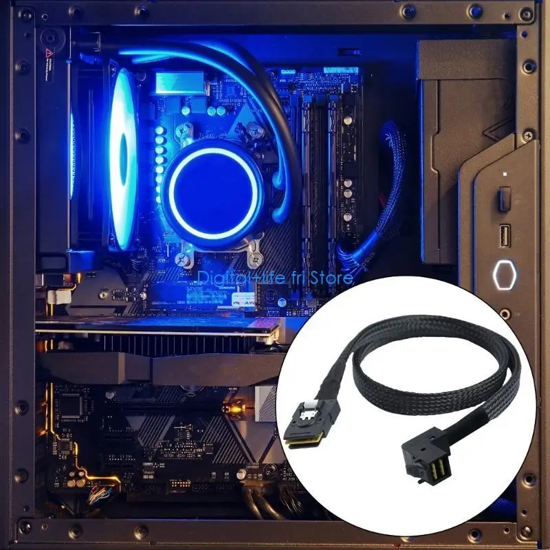 

E06D SFF 8087 Внутренний коаксиальный кабель MiniSAS 8643 с углом наклона 90 градусов для подключения жестких дисков и серверов