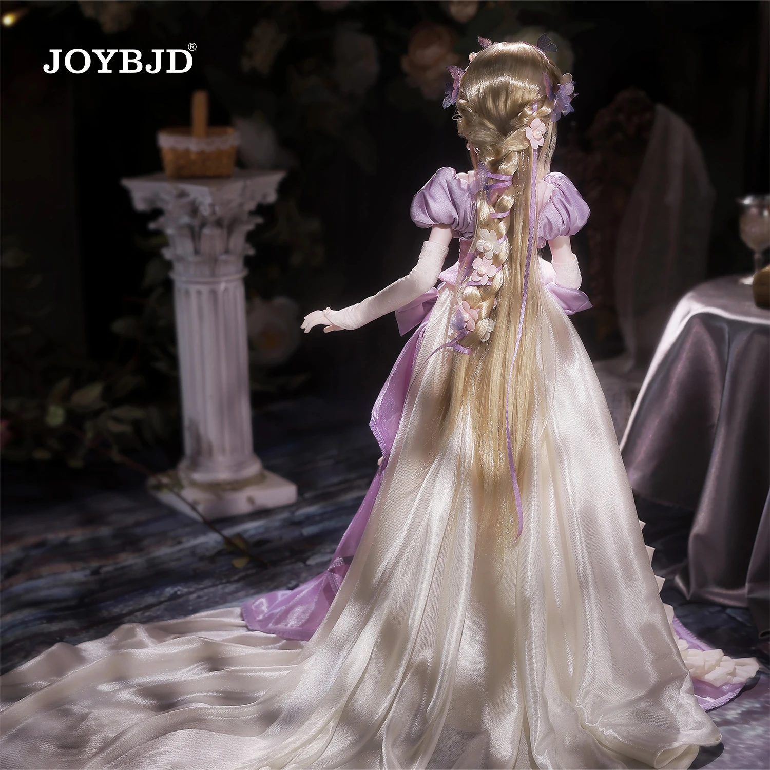 JOYBJD 에스메 풀세트 A 1/4 BJD 인형 (무시 바디 포함) - 수제 동화 공주 나비 정령 보라색 드레스 풀세트