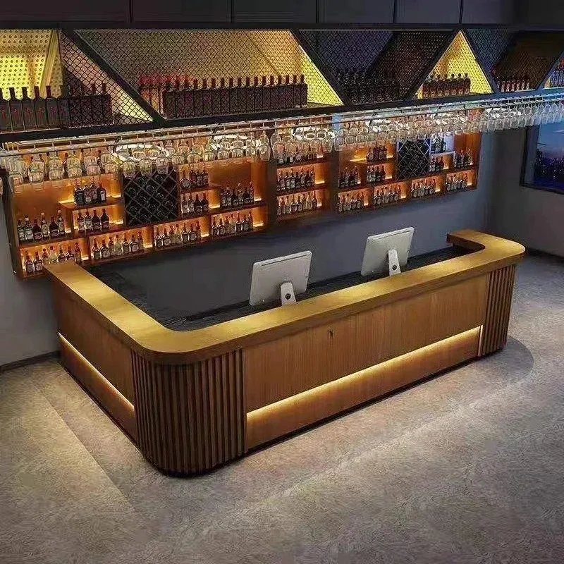 

Многофункциональная, экологичная, современная, настраиваемая стойка для спортзала, ночного клуба, бара, ресторана, отеля, с деревянной отделкой.